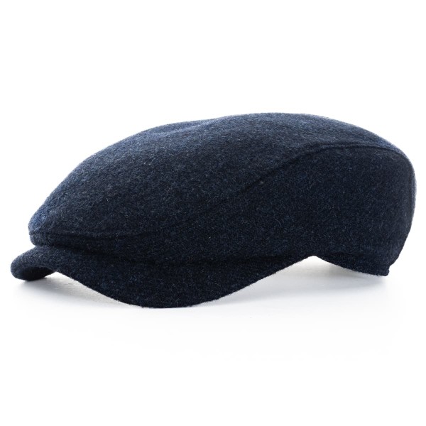 Wigens Ivy cap shetland tweed with earflaps navy