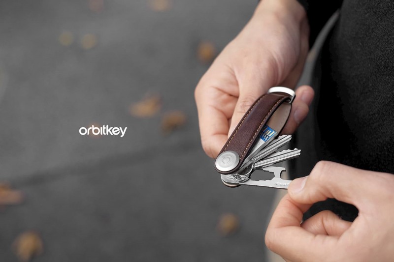 Orbitkey Crazy Horse Schlüssel-Organizer aus Leder - schwarz