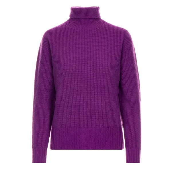 Floor Knitted Pullover Turtleneck Purple