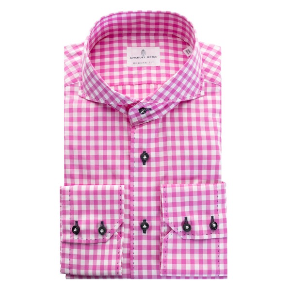 Emanuel Berg Pink Check Shirt Modern Fit