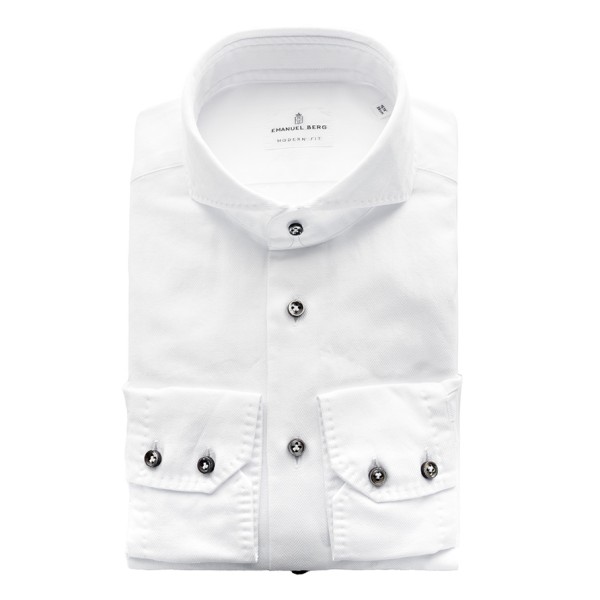 Emanuel Berg Shirt Modern Fit Herringbone White