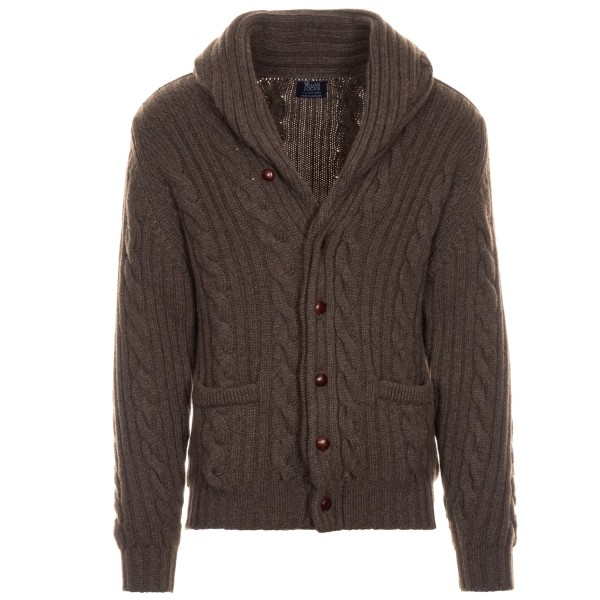 William Lockie Hanover Cashmere Cardigan Brown