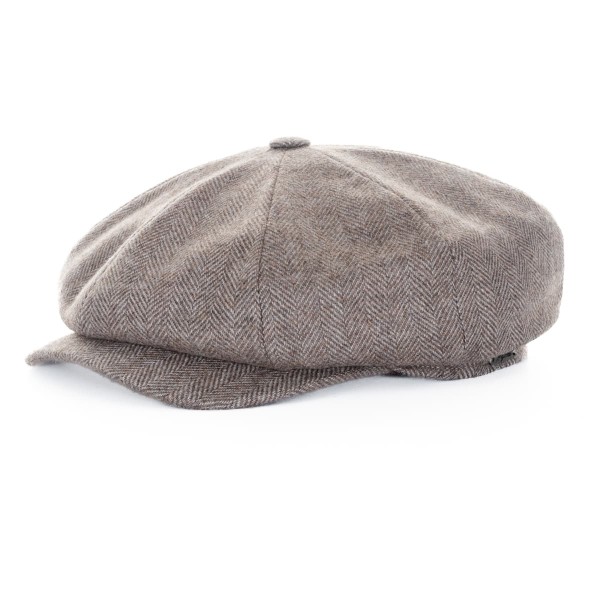 Wigens Retro Cap Fischgrätmuster Beige