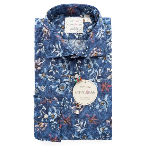 Altemflower Hemd Positano Floral Blau