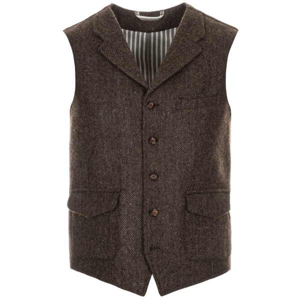 Borelio Waistcoat Gini Herringbone Brown